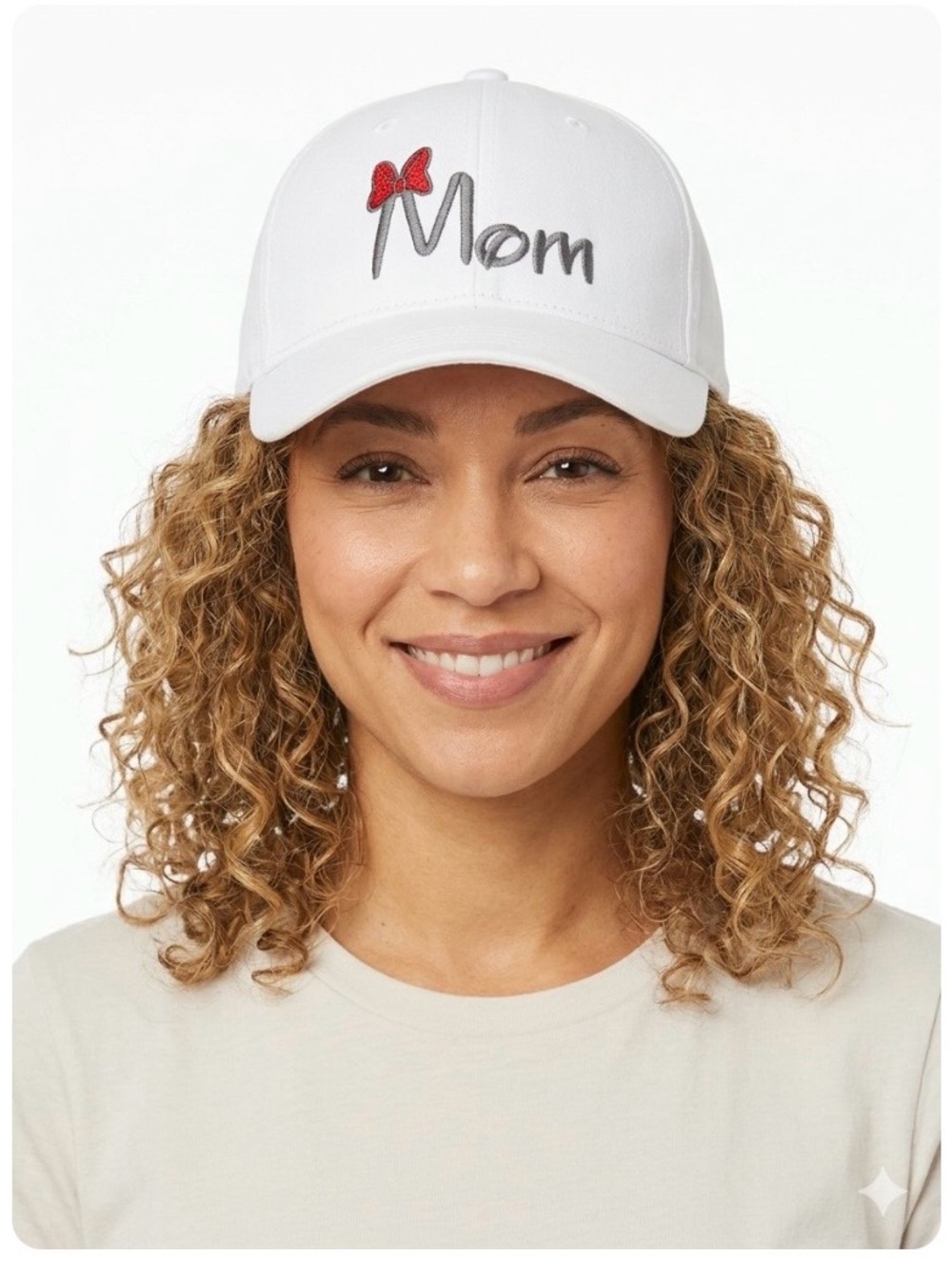 White Disney “Mom'” Adjustable Hat With Red Bow